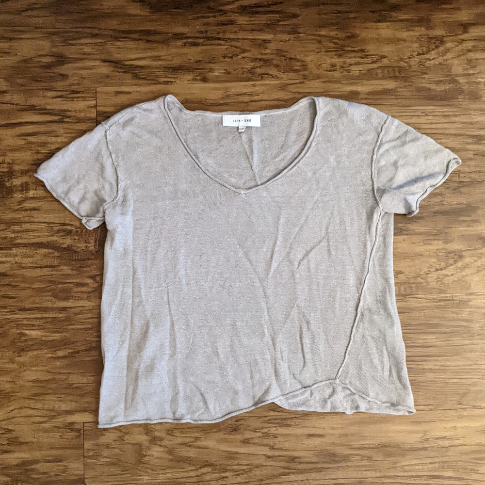 Anthropologie John & Jenn Gray Linen Crop Top Size XS